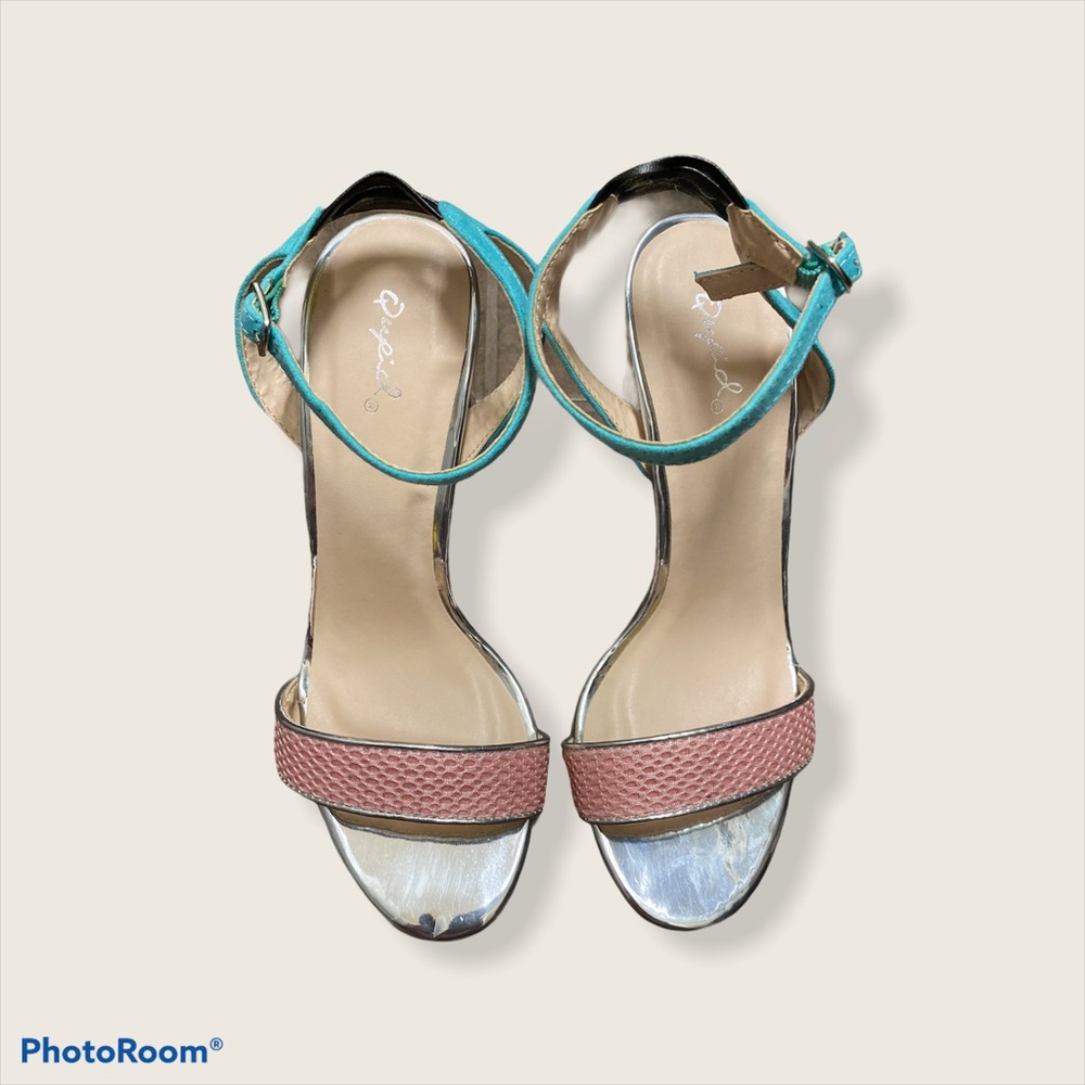 Shows Heels Multi Color Silver Block Heel Size 7.5 - image 2